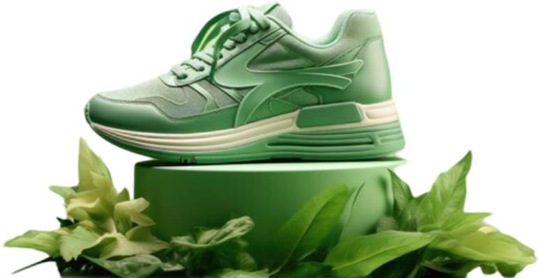 Baskets vertes sur fond nature